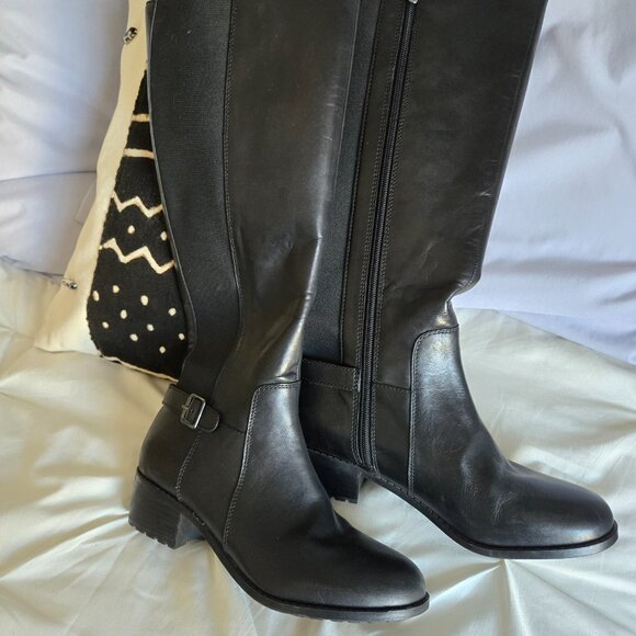 Easy Spirit Black Chaza Tall Leather Boot 7 NWOT - Picture 2 of 6
